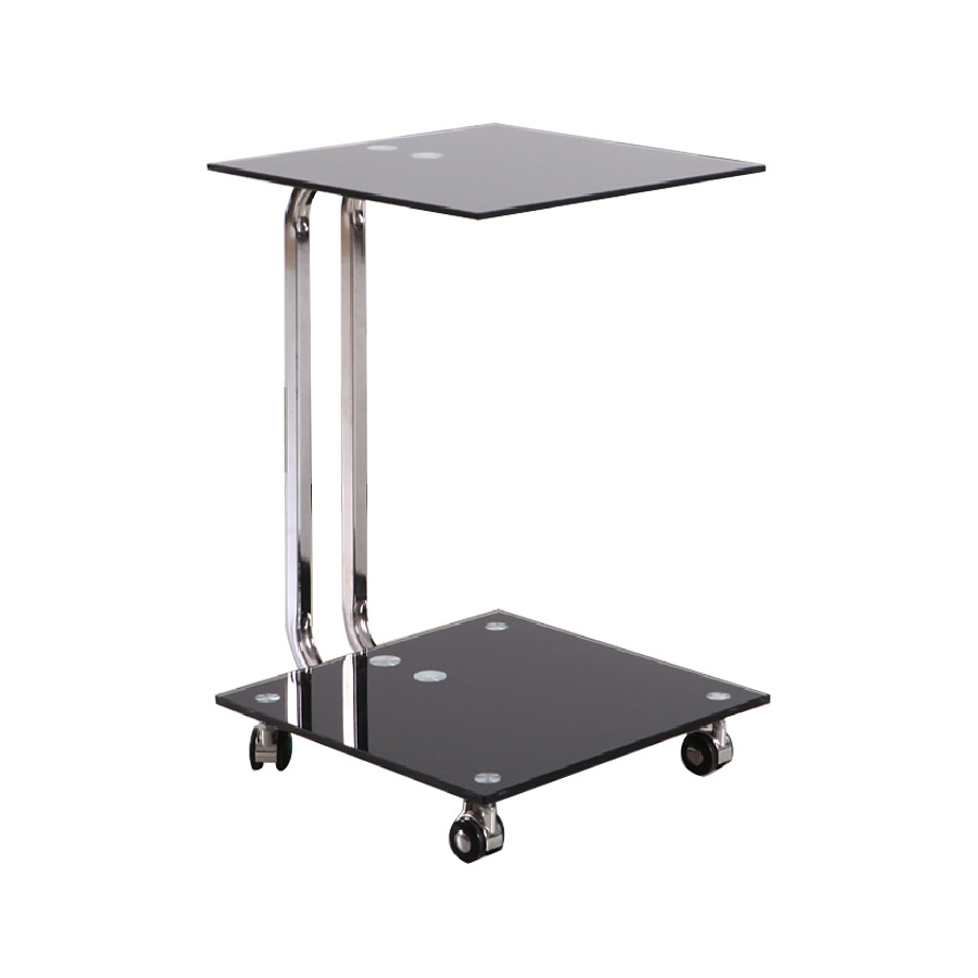 glass top metal frame rolling tea table