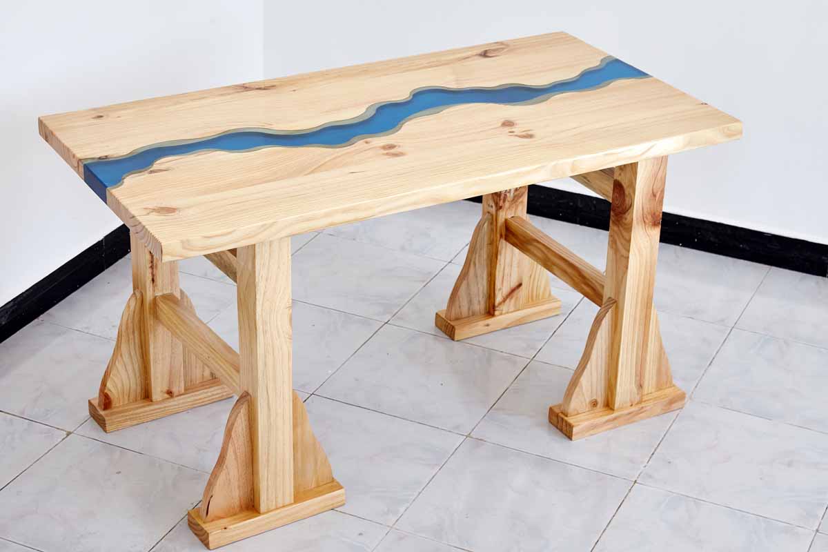 rectangular resin river dining table