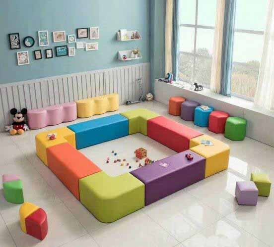 kindergarten ottoman play chairs