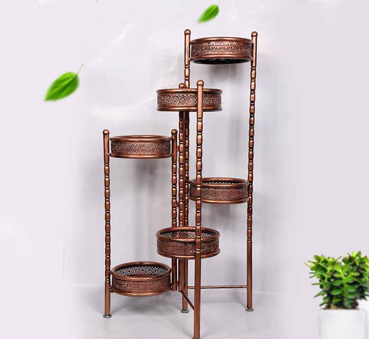 6 tiers corner metal folding plants stand