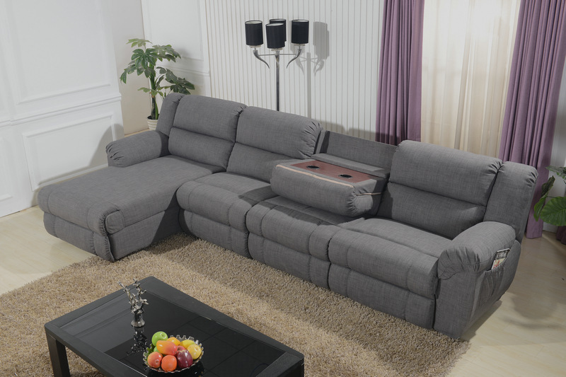 multi-function power reclining sofa with coffee table and electric chaise