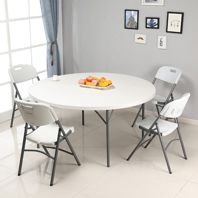 plastic foldable outdoor round white dining table - OD-313